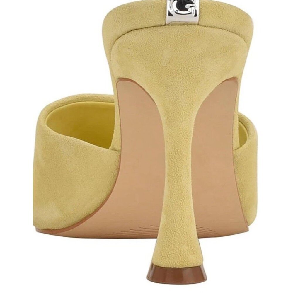 GUESS Yellow Padded Hambree 1191221 Square Toe Leather Heels Women’s Sz 6 - Picture 7 of 16